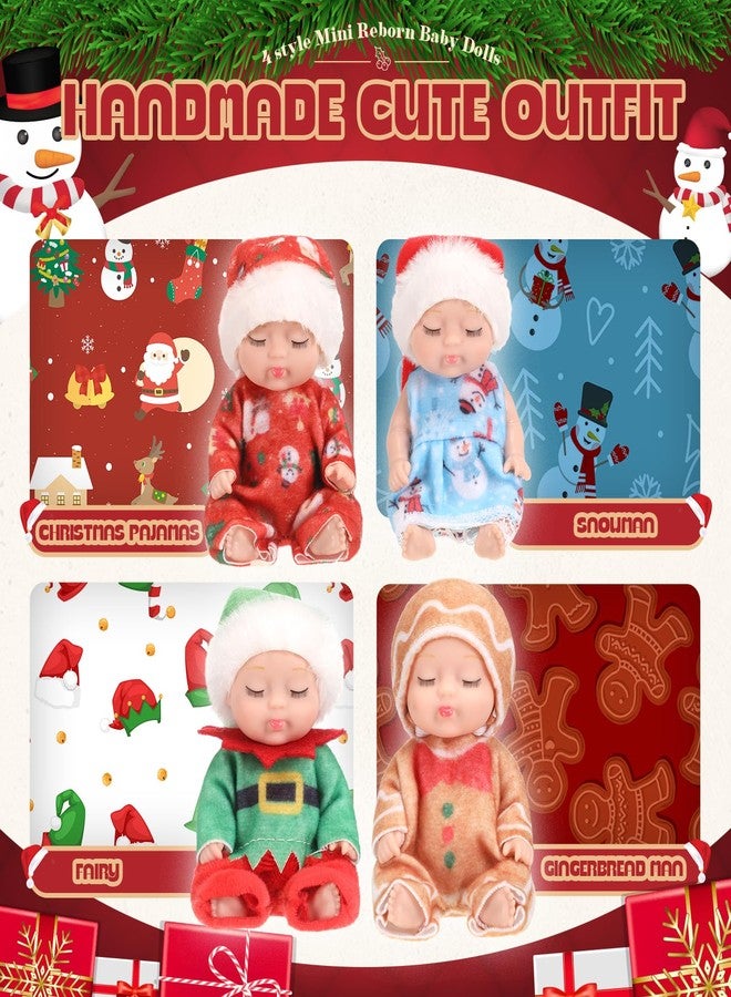 Hanaive 4 Pcs 4 Inch Mini Baby Dolls Lifelike Realistic Baby Dolls Animal Clothes Cute Baby Valentine Tiny Babies Gifts Set for Girls Boys Toddlers Kids 3+ Birthday Baby Shower Favors (Doll Style) - Image 3